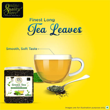 Online Quality Store Organic Green Tea - 100g | 100% Pure & Natural Herbal Green Tea Leaves | Whole Long Green Tea Leaf | Boost immunity