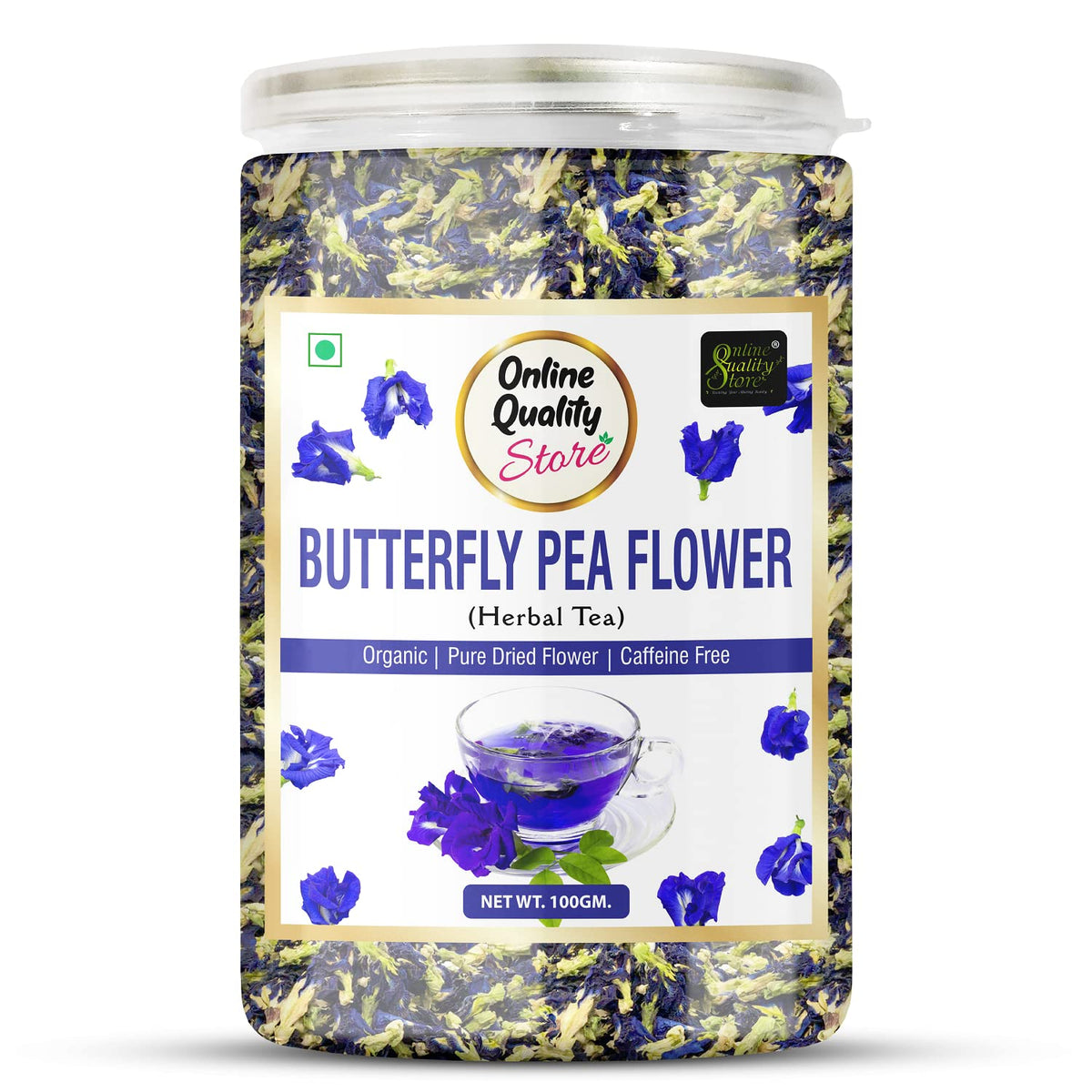 Online Quality Store Organic Butterfly Pea Flower, Chamomile Flower Herbal Tea Combo- 100g Each