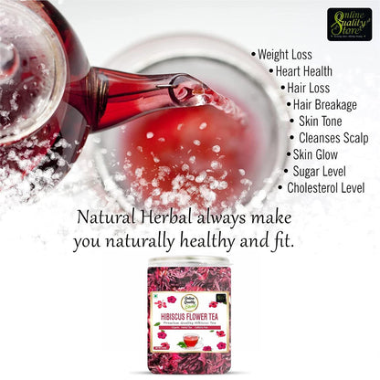 Online Quality Store Organic Hibiscus Flower Tea - 50Gram|Hibiscus Tea Leaves|Natural Hibiscus Flower Tea Whole Leaf Used For Iced Tea