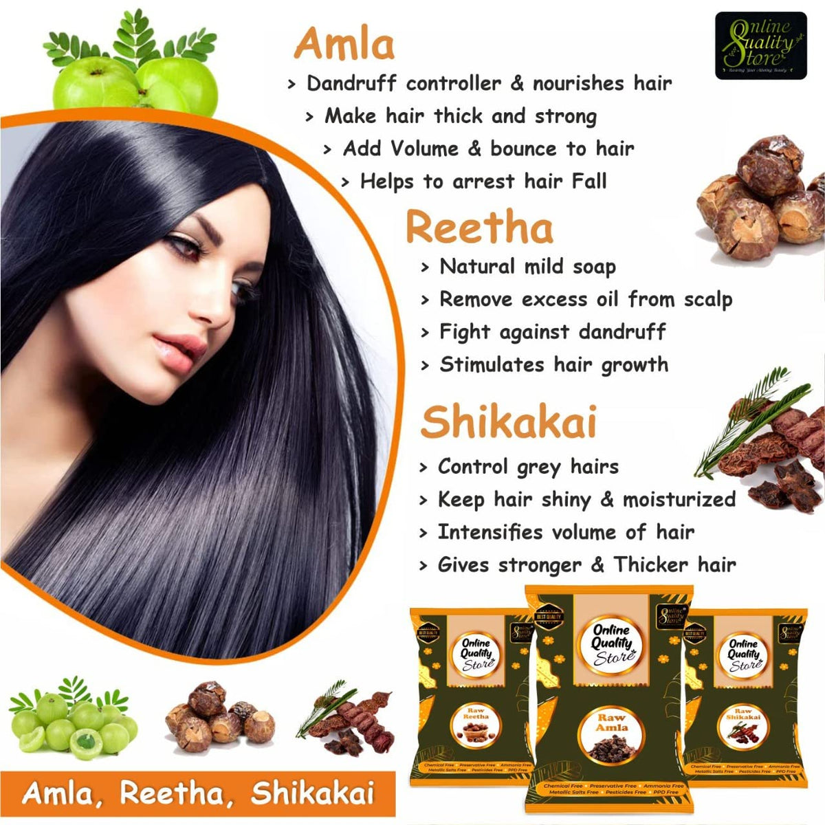 Online Quality Store reetha amla shikakai combo raw form |raw reetha for hair |Aritha|Reetha|Ritha|Soapnuts (Sapindus Mukorossi) |Indian Gooseberry |dried Shikakai, Acacia Concinna |reetha amla shikakai raw shampoo |hair pack ,600g