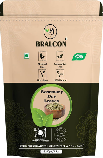 BRALCON Rosemary Dried Leaves - 100g | Rosemary Leaves for hair growth, Seasoning Food & Herbal Tea