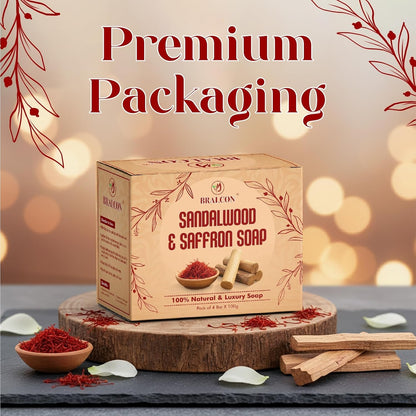 Sandalwood and Saffron Natural Luxury Soap, 100g Bars, Pack of 4, 100% Natural Ingredients