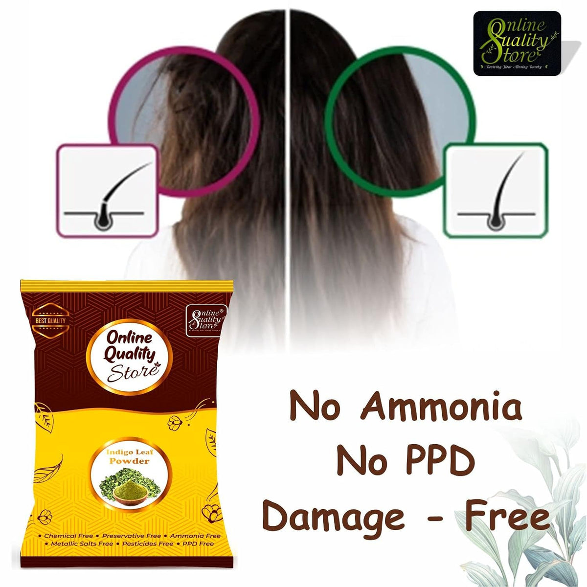 Online Quality Store Indigo powder for hair and Beard Dye - Black - Pure and Natural Lab tested (200 gram)
