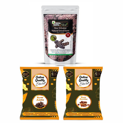Online Quality Store reetha amla shikakai combo raw form |raw reetha for hair |Aritha|Reetha|Ritha|Soapnuts (Sapindus Mukorossi) |Indian Gooseberry |dried Shikakai, Acacia Concinna |reetha amla shikakai raw shampoo |hair pack(1400g,family pack)