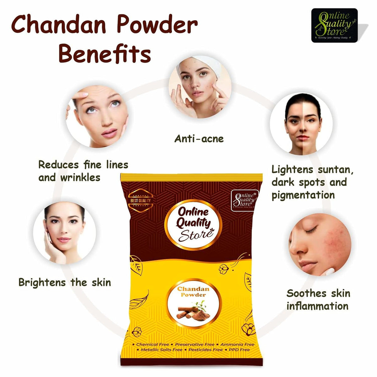 Online Quality Store Pure Organic Sandalwood Powder For Skin Whitening (Chandan Powder 150g) + Pure Multani Mitti Powder (250g), 400g