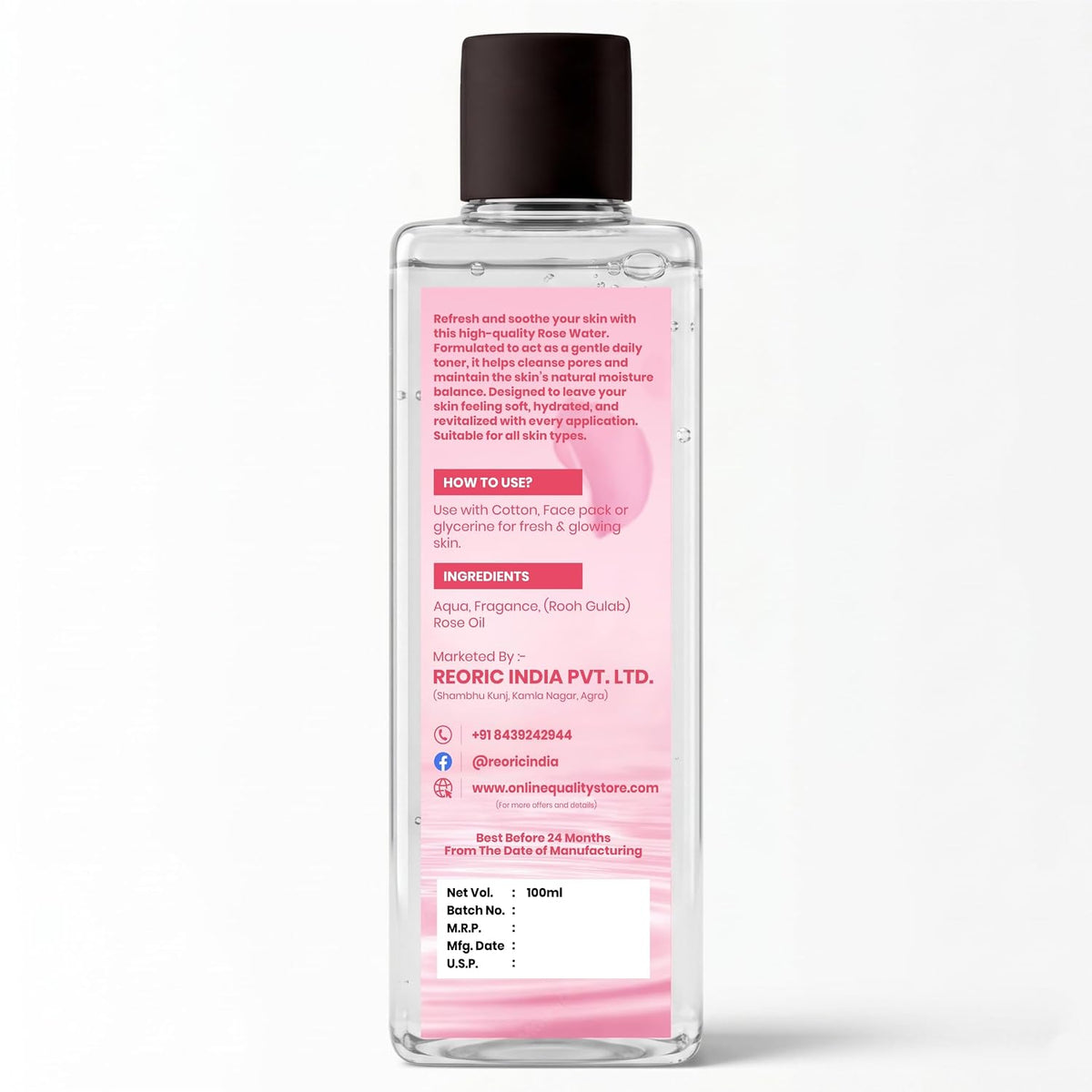 BRALCON Gulab Jal Rose Water (100ml) + Pure Glycerin (200ml) Liquid Combo Pack