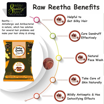 Online Quality Store Raw Reetha For Hair Natural (Ritha) Dried Form, 400g