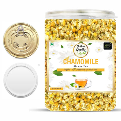 Online Quaity Store Organic Chamomile Flower Tea - 50g | Caffeine Free Herbal Tea | Sleep Tea & Stress Relief | 100% Natural Chamomile Flower Tea Leaves