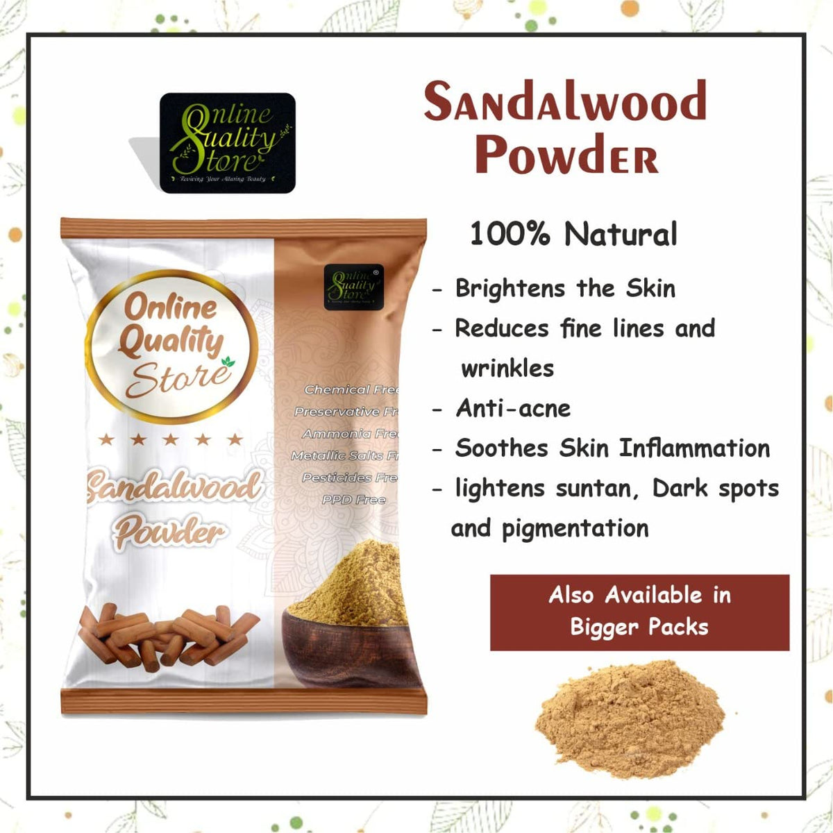 Online Quality Store Face Pack, Combo Pack of Multani Mitti 300g, Chandan Powder 100g, Orange Peel Powder 100g, Neem Powder100g and Rose Powder 100g, Kasturi Turmeric 100 g, Pomegranate Powder 100 g