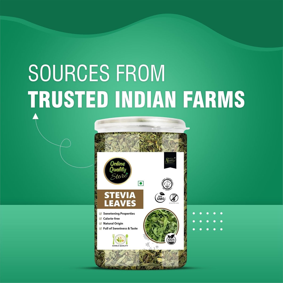 Online Quality Store Stevia Leaves- 100g | Zero Calorie Stevia leaves | Whole Leaf