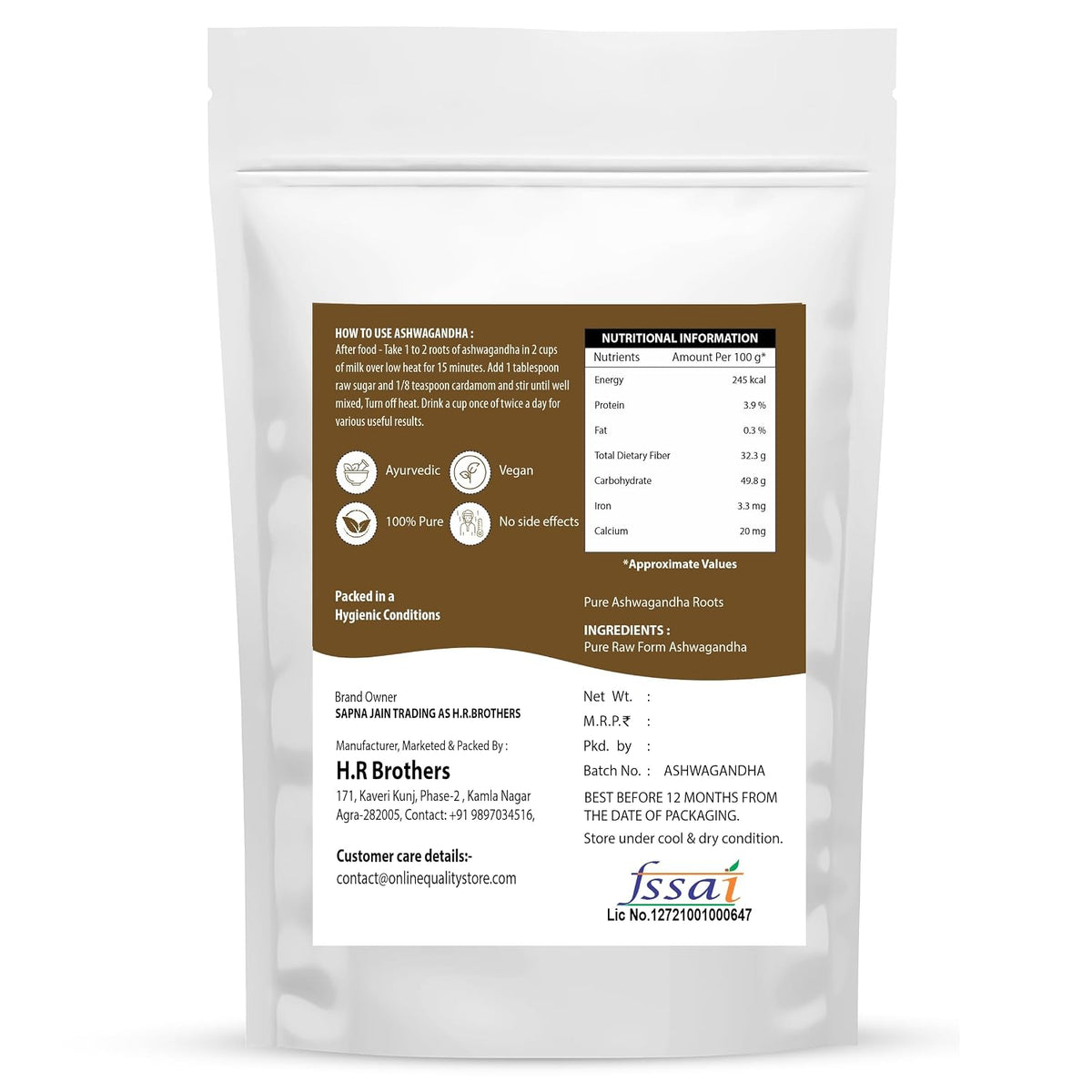Online Quality Store Ashwagandha Root -100g | Ashwagandha Jadi Buti Sticks for boost immunity