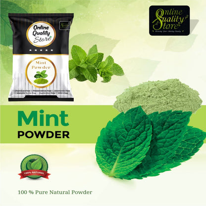 Online Quality Store Herbal Mint Powder for Hair and Face |Pudina Powder for Face |Mint Powder for Skin | Mint Powder for Hair | No added Chemicals, 100 Grams