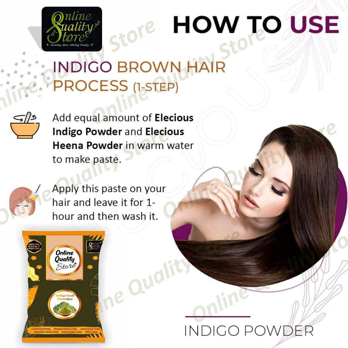 Online Quality Store Indigo powder for hair and Beard Dye - Black - Pure and Natural Lab tested (400 gram)