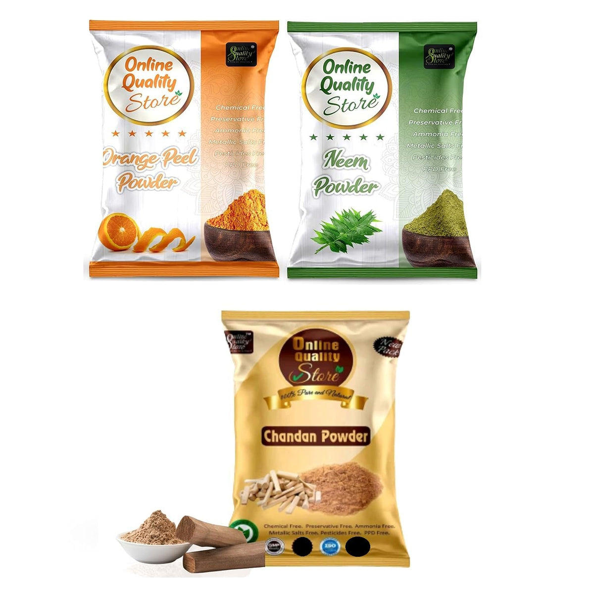 Online Quality Store chandan powder for face pack |chandan powder herbal|orange peel powder for skin |Orange Peel Powder|santra chilka powder|Neem Powder Face Pack|natural face pack powder, 150g