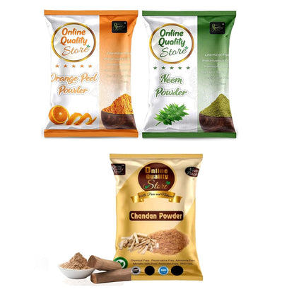 Online Quality Store chandan powder for face pack |chandan powder herbal|orange peel powder for skin |Orange Peel Powder|santra chilka powder|Neem Powder Face Pack|natural face pack powder, 150g