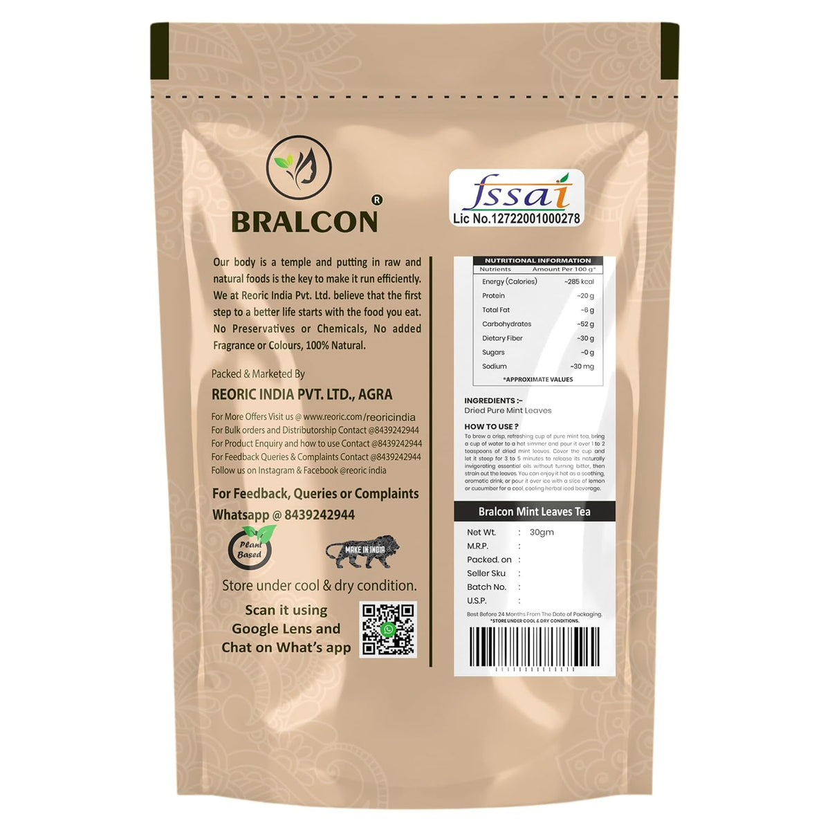 BRALCON Dried Mint Leaves Herbal Tea - 30g