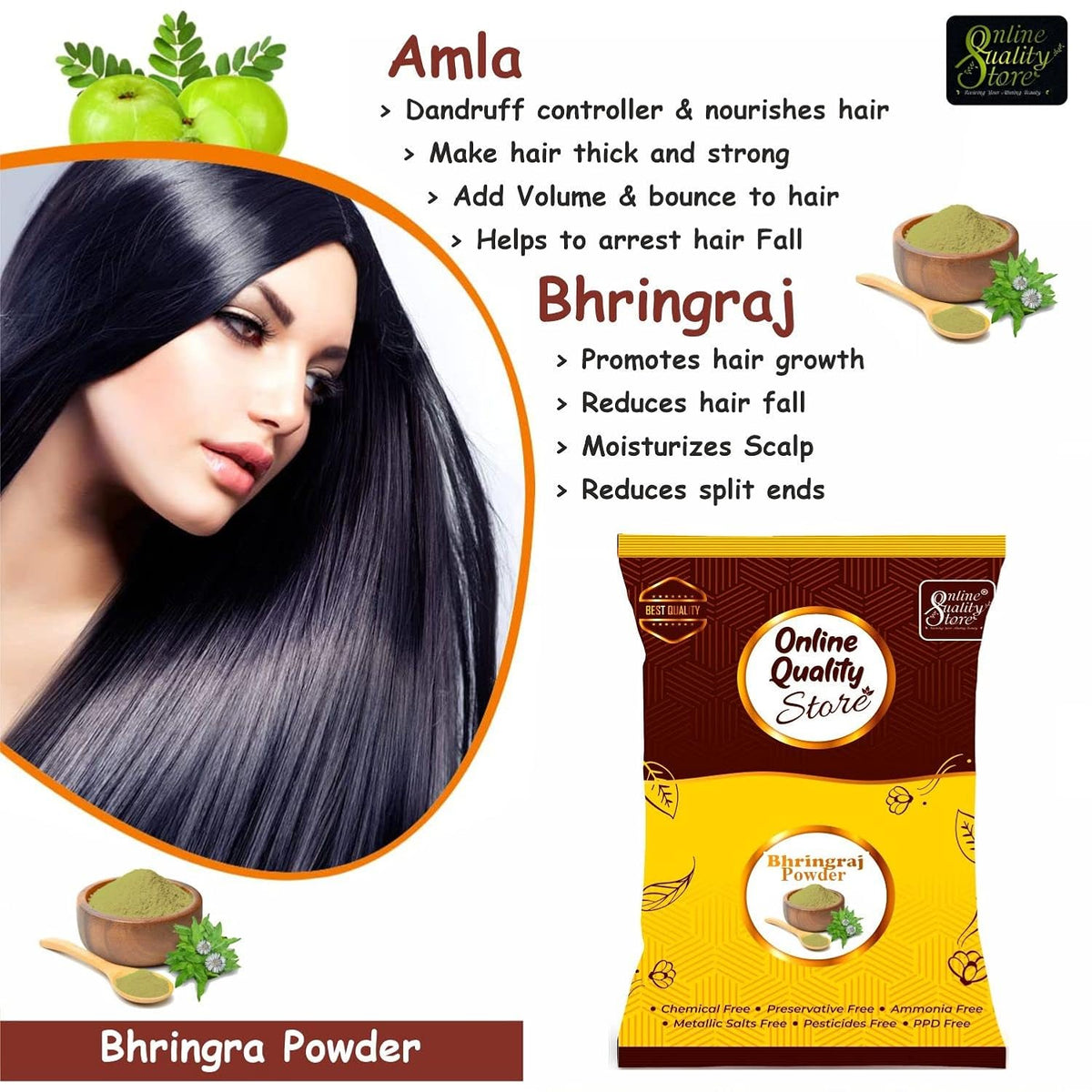 Amla Reetha Shikakai Bhringraj Powder - Organic offer of the day (350 Grams *4) - All are in separate packaging