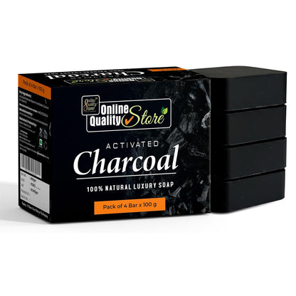 Online Quality Store Activated charcoal soap(100 grams each, Black, Pack of 4)