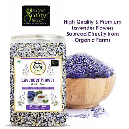 Online Quality Store Lavender Flower Tea -100g | Sun Dried Lavender Flowers Herbal Tea | Stress Relief| Iced Tea