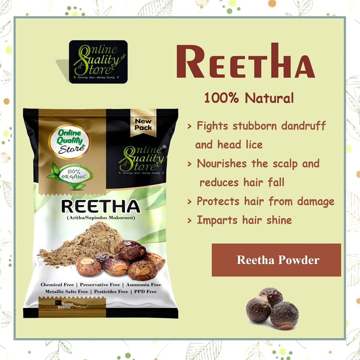 Online Quality Store Amla Reetha Shikakai Bhringraj and Hibiscus Powder for Hair