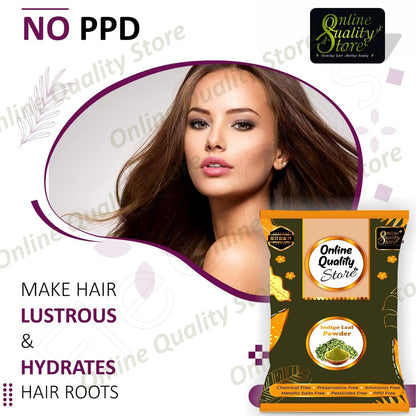 Online Quality Store Indigo powder for hair and Beard Dye - Black - Pure and Natural Lab tested (400 gram)