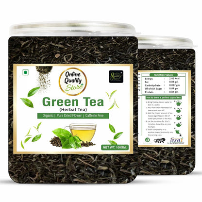 Online Quality Store Organic Green Tea - 100g | 100% Pure & Natural Herbal Green Tea Leaves | Whole Long Green Tea Leaf | Boost immunity
