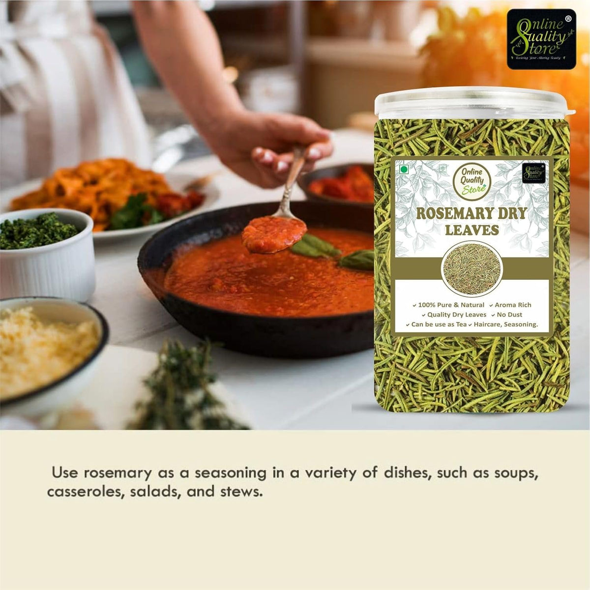 Online Quality Store Rosemary Dry Leaves - 100g | For Hair Growth & Rosemary Tea Leaves | Rosemary Herbal Tea