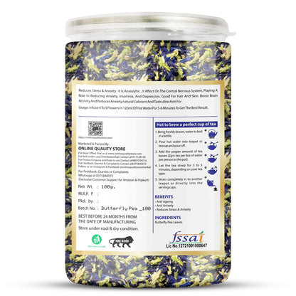 Online Quality Store Organic Hibiscus Flower Tea-100g & Butterfly Pea Flower Tea- 100g |Herbal Tea
