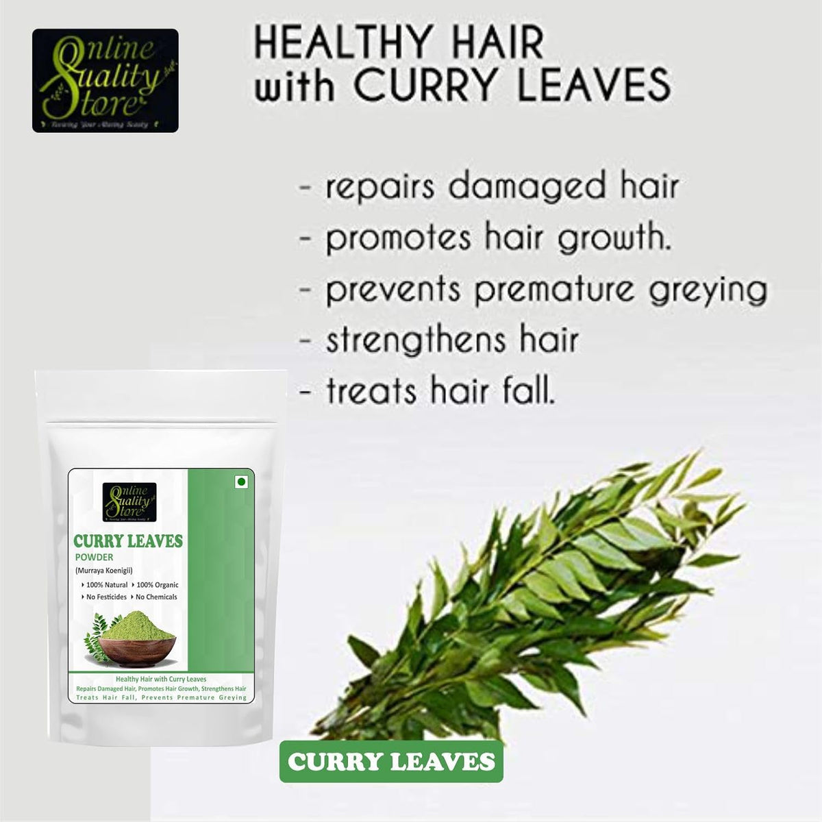 Online Quality Store Curry Leaves Powder -100g | Curry Patta Powder for hair growth, Eating