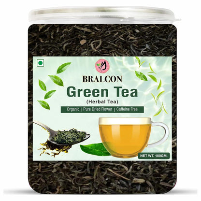 BRALCON Organic Green Tea - 100g | 100% Pure & Natural Herbal Leaves | Whole Long Leaf | Boost immunity