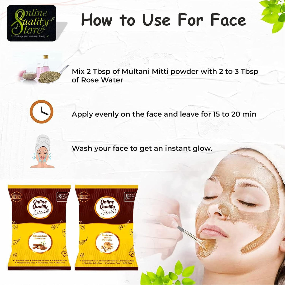 Online Quality Store Pure Organic Sandalwood Powder For Skin Whitening (Chandan Powder 150g) + Pure Multani Mitti Powder (250g), 400g