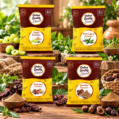 Amla Reetha Shikakai Bhringraj Powder - Organic offer of the day (350 Grams *4) - All are in separate packaging