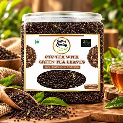 Online Quality Store CTC Tea With Green Tea Leaves - 200g | Chai Patti | Chai | Tea | Tea Leaf | Premium Tea | Assam CTC Tea | Milk Tea
