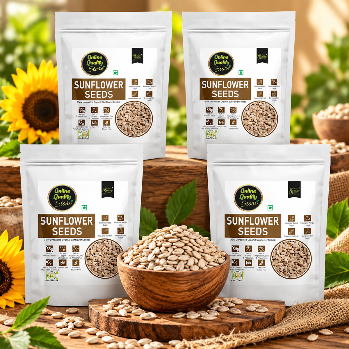 Online Quality Store Organic Sunflower Seeds-400g(100g x 4 Pack)|Protein & Fiber Rich Sunflower Seeds