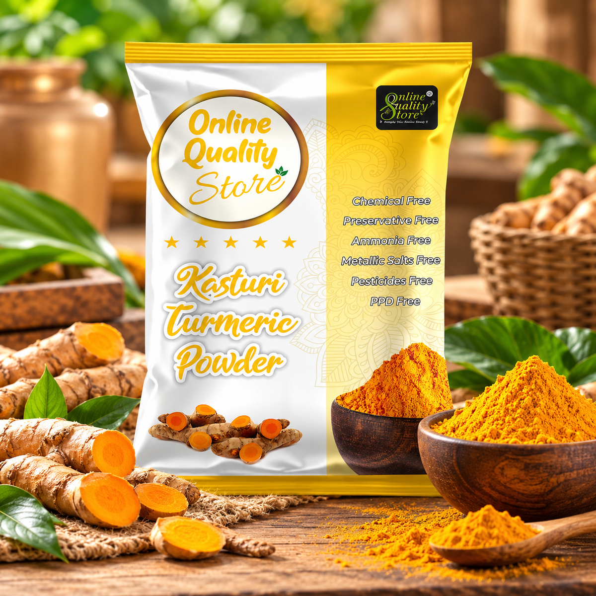 Online Quality Store Kasturi Haldi Powder Combo for Hair and Face_100 (100 g)