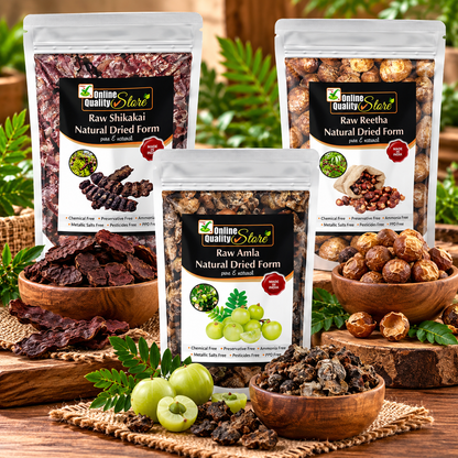 Online Quality Store Reetha Amla Shikakai (Raw Form) Combo Pack, 900 g (Pack of 3)