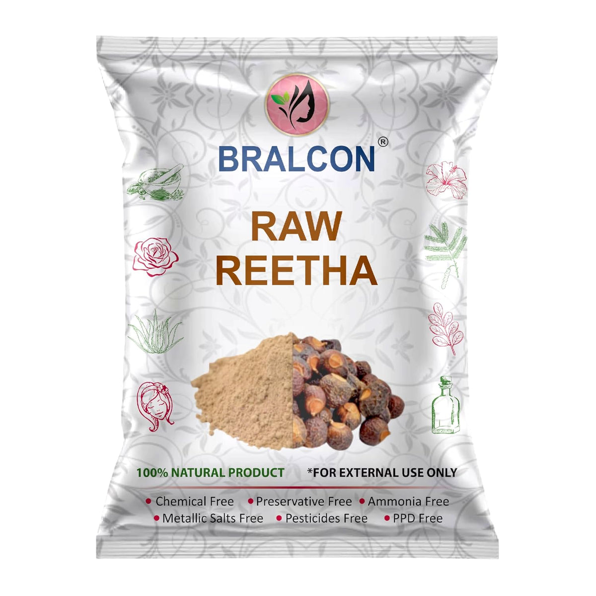 BRALCON Reetha Amla Shikakai Powder | Natural Hair Care Powder Set - 300 g , 100g Each | Chemical-Free | Hair Shampoo