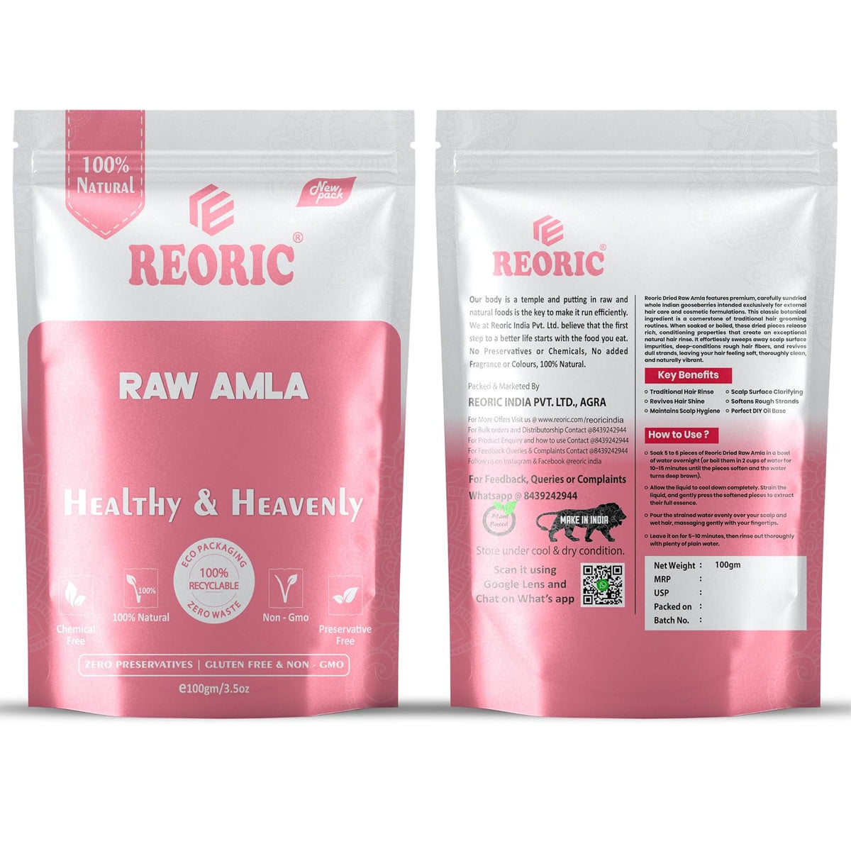 Reoric Raw Dried Amla for Hair Care - 100g
