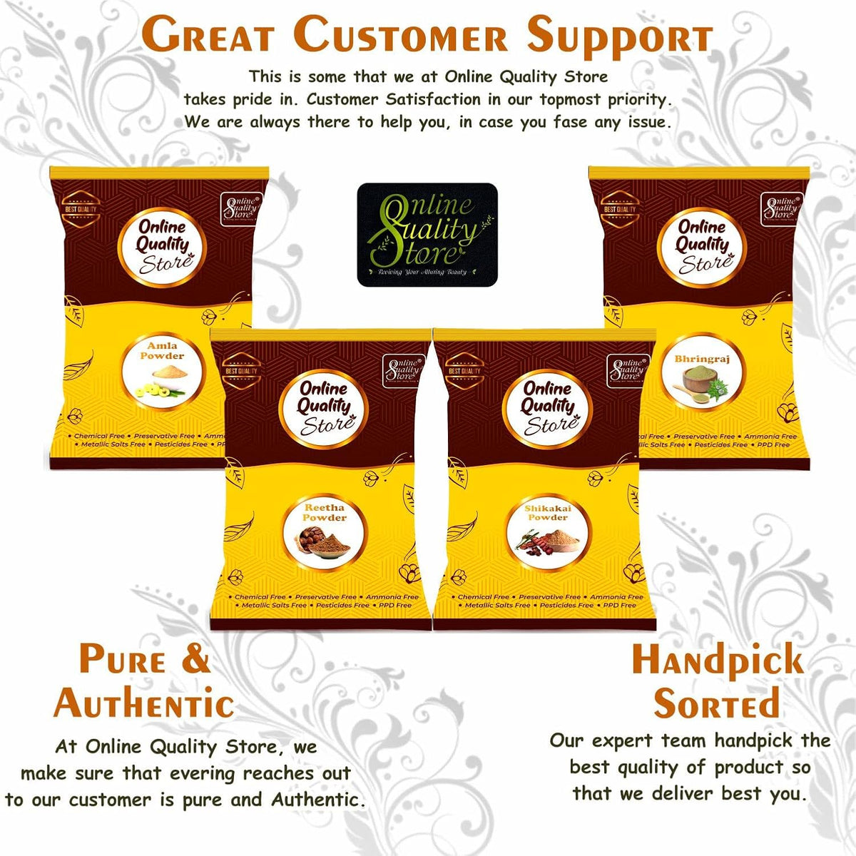 Amla Reetha Shikakai Bhringraj Powder - Organic offer of the day (350 Grams *4) - All are in separate packaging