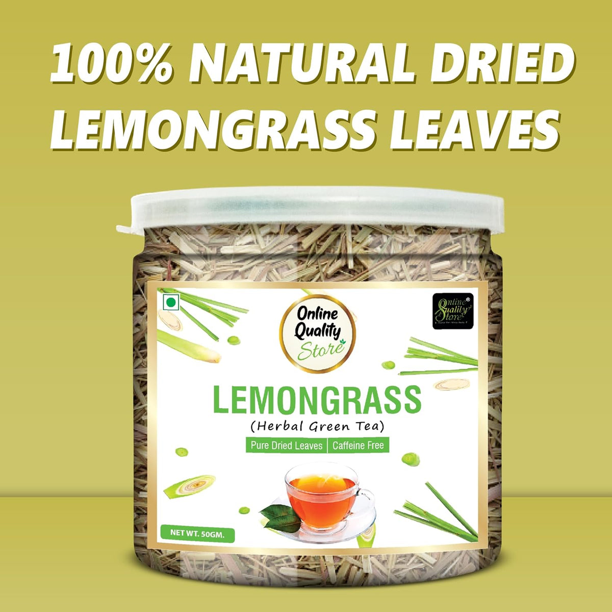 Online Quality Store Organic Lemongrass Herbal Tea - 50 Gm | Lemongrass Tea Leaves | Lemon Grass Herbal Green Tea