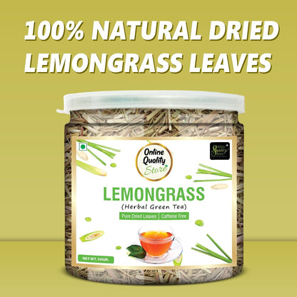 Online Quality Store Organic Lemongrass Herbal Tea - 50 Gm | Lemongrass Tea Leaves | Lemon Grass Herbal Green Tea