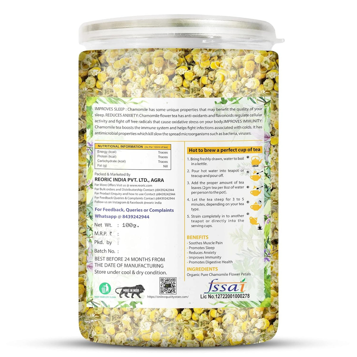 BRALCON Organic Chamomile Flower Tea - 100g