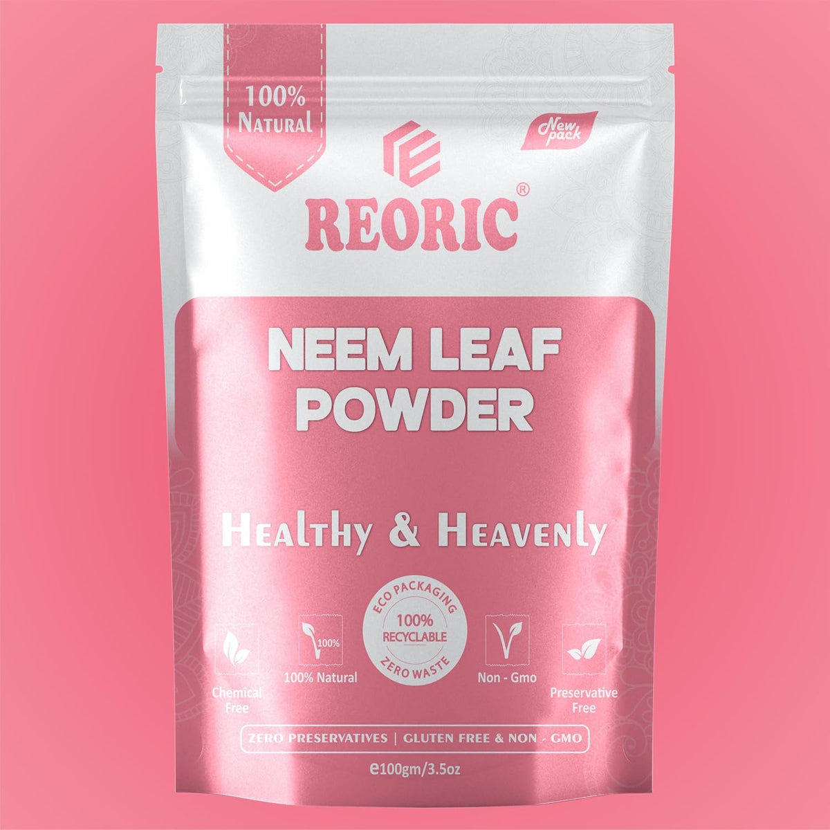 REORIC Herbal Face Pack Powder Combo Pack of 6 (100g Each) - Turmeric, Sandalwood, Neem, Orange Peel, Rose & Multani Mitti Powder