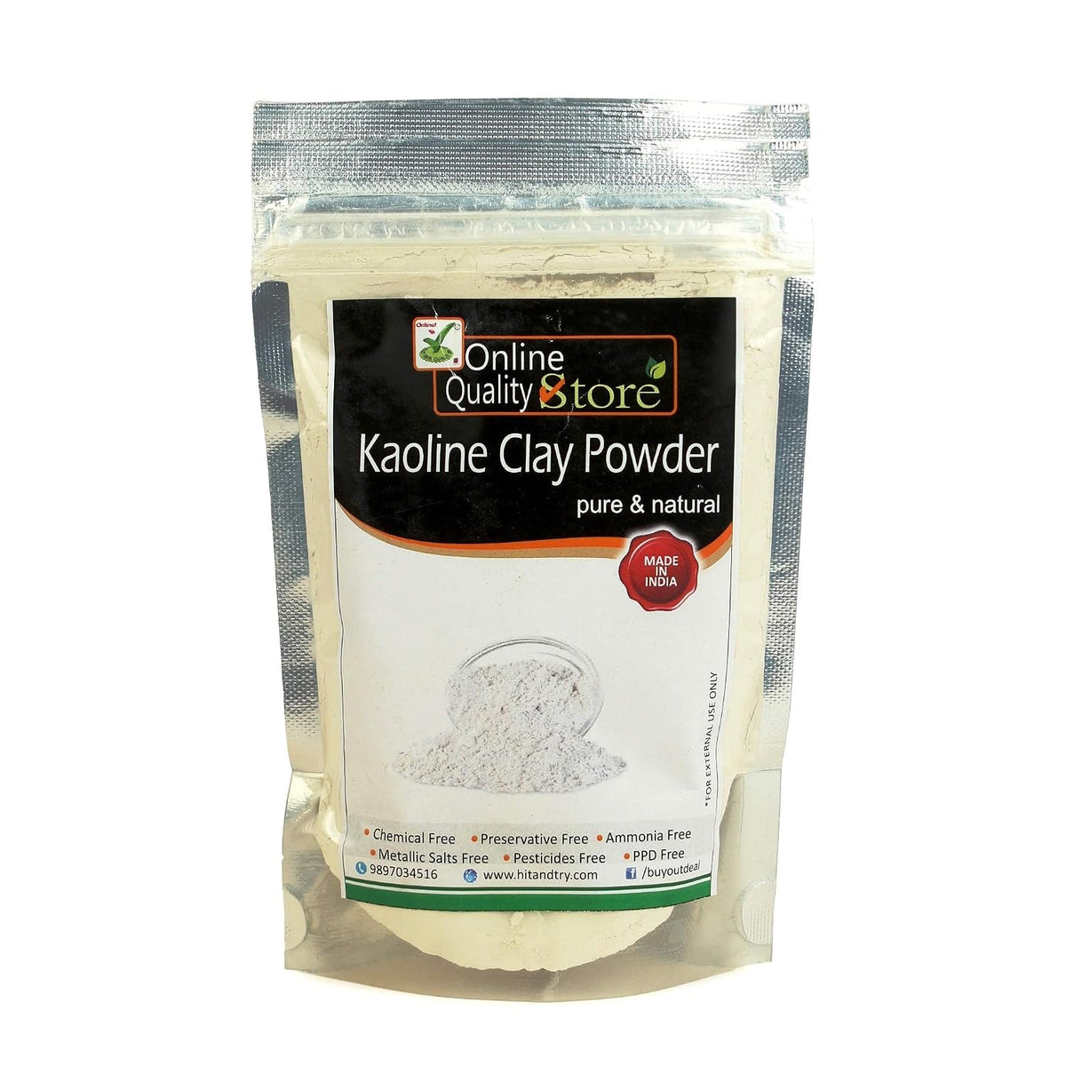 Online Quality Store Natural Kaoline/Clay Powder For Acne, Blackheads And For Glowing Skin, 900g