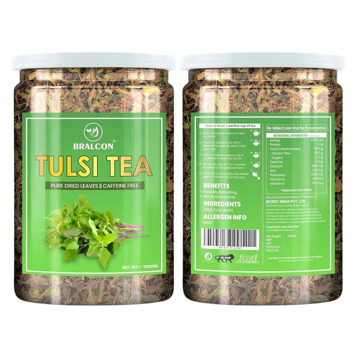 BRALCON Pure Tulsi Herbal Tea -100g