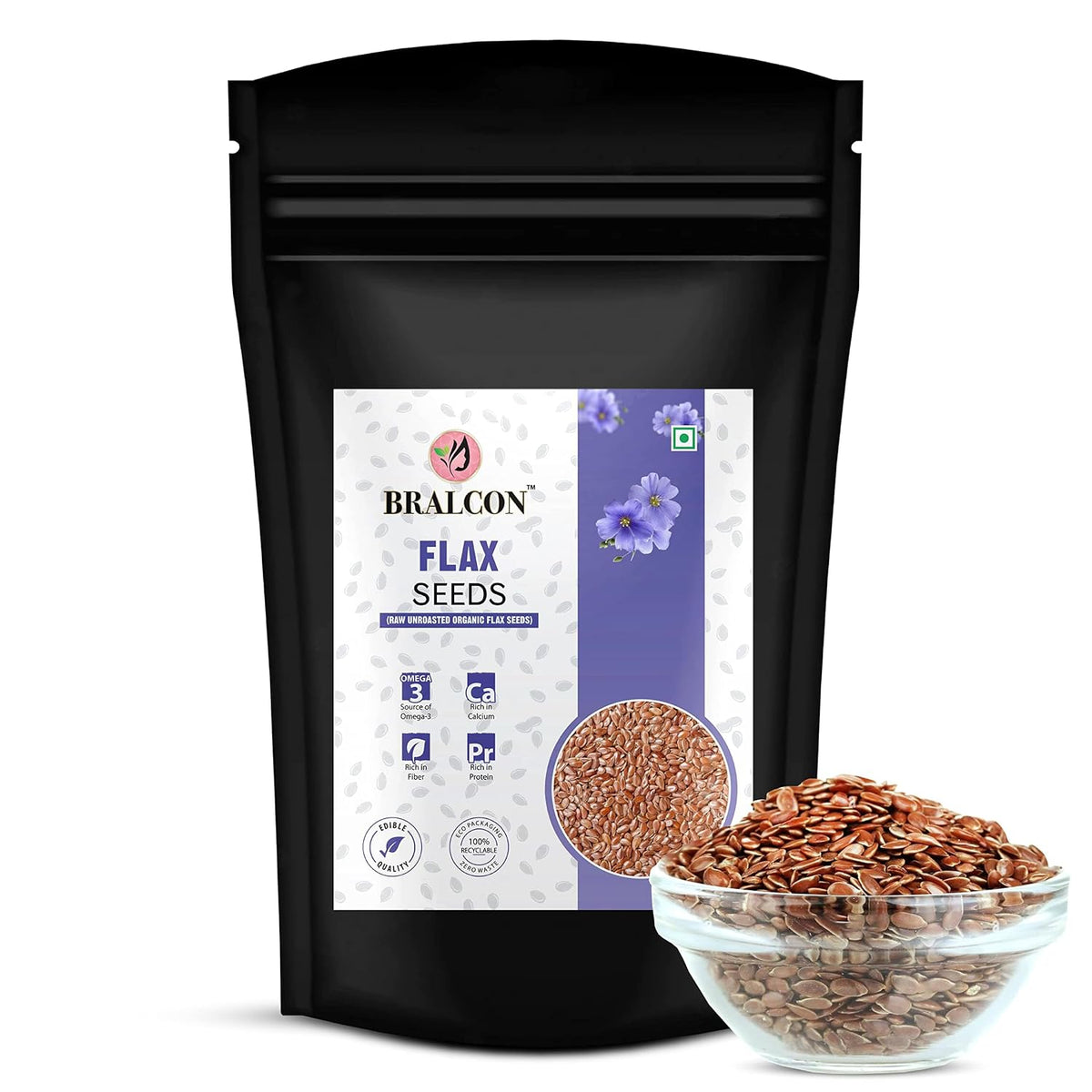 BRALCON Seeds Combo of Chia, Watermelon, Pumpkin, Sunflower, Flax Seeds - 500g (5 x 100g Each Pack)