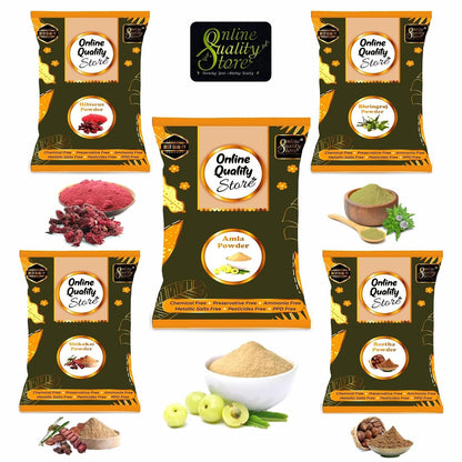 Online Quality Store Amla, Reetha, Shikakai, Bhringraj and Hibiscus Powder for Hair |hair mask for dry and frizzy hair |hair pack powder |hair pack combo |hair mask for smoothening hair,1400g