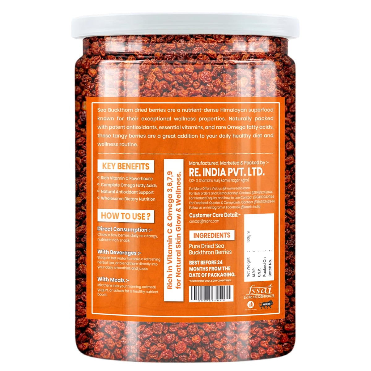 BRALCON Sea Buckthorn Dried Berries - 100g