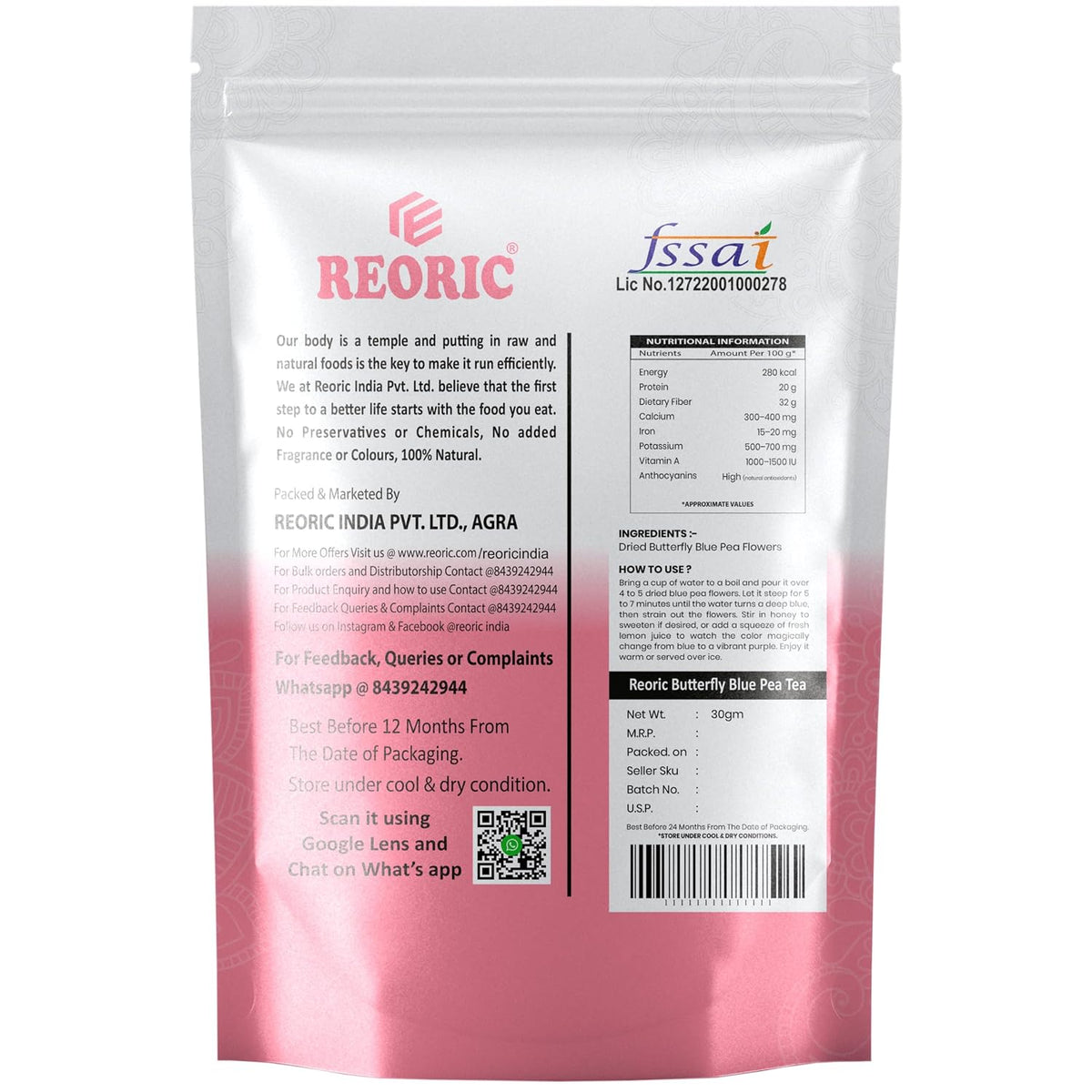 REORIC Butterfly Pea Flower Tea 30g