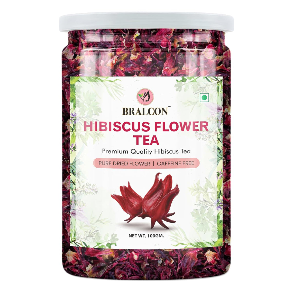 BRALCON Herbal Tea Combo Pack- Green Tea, Lemongrass, Hibiscus Flower, Rosemary, 100g Each
